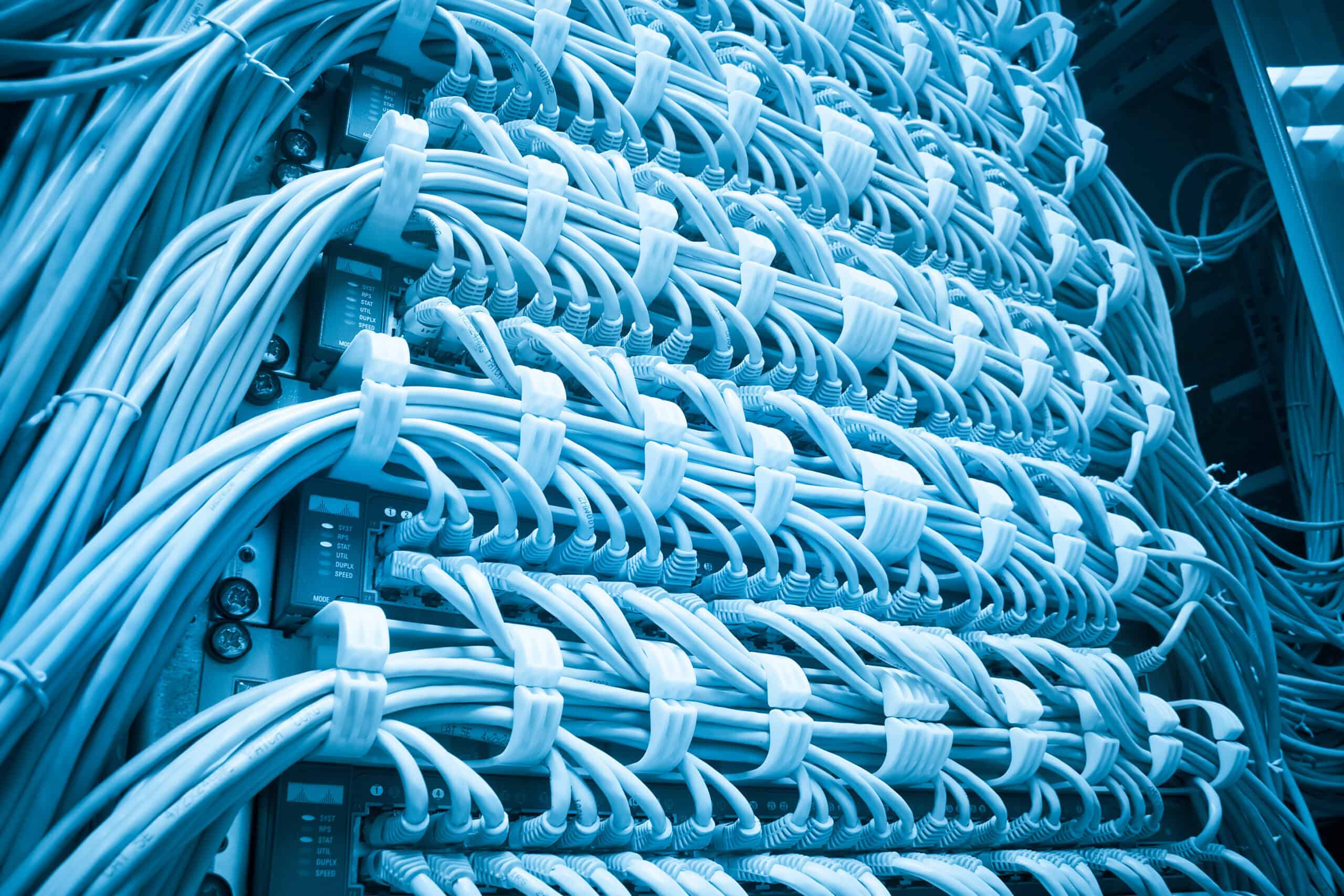 Futuristic big computer server. Abstract blue tone image
